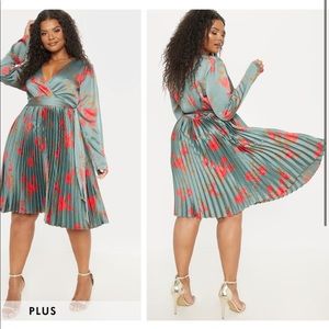 Emerald Green Pleated Dress